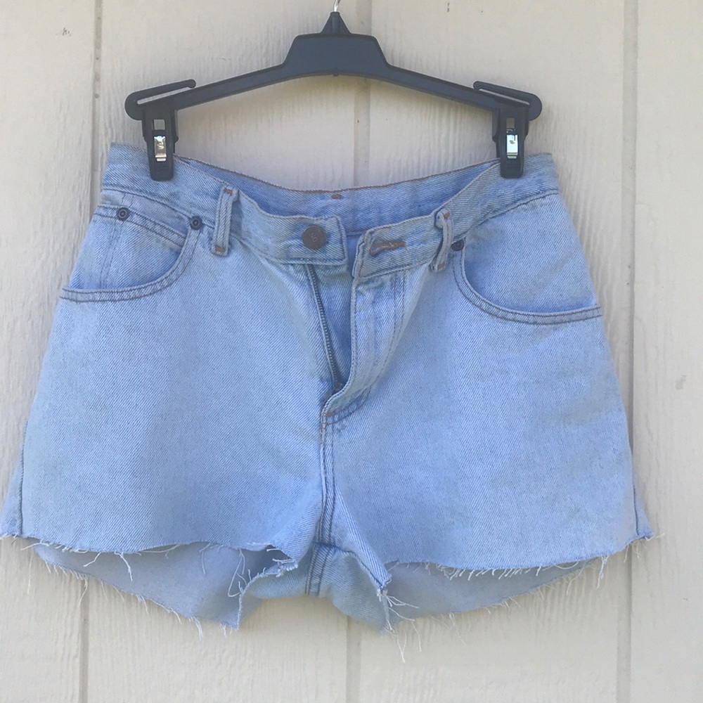 Light wash denim cut off high waisted shorts